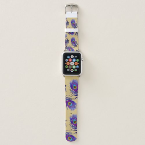 Beautiful Peacock Feathers Hand_Drawn Apple Watch Band