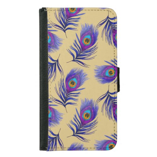 Beautiful Peacock Feathers Hand_Drawn Samsung Galaxy S5 Wallet Case