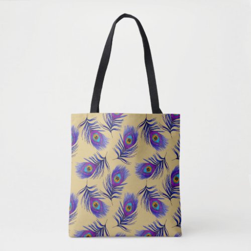 Beautiful Peacock Feathers Hand_Drawn Tote Bag