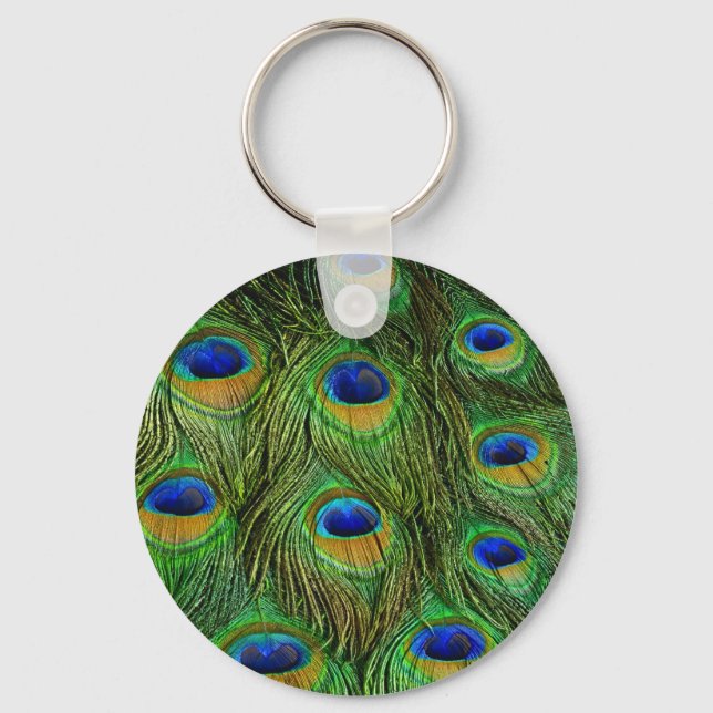Beautiful Peacock Feathers Keychain (Front)