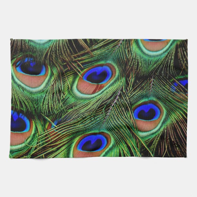 Beautiful Peacock Feathers  Kitchen Towel (Horizontal)