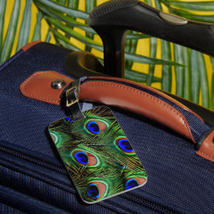 Beautiful Peacock Feathers Luggage Tag