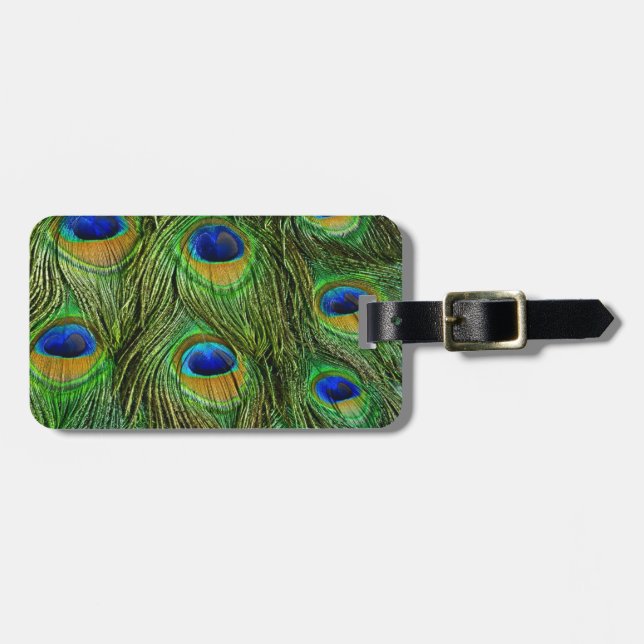 Beautiful Peacock Feathers Luggage Tag (Front Horizontal)