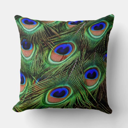 Beautiful Peacock Feathers  Throw Pillow