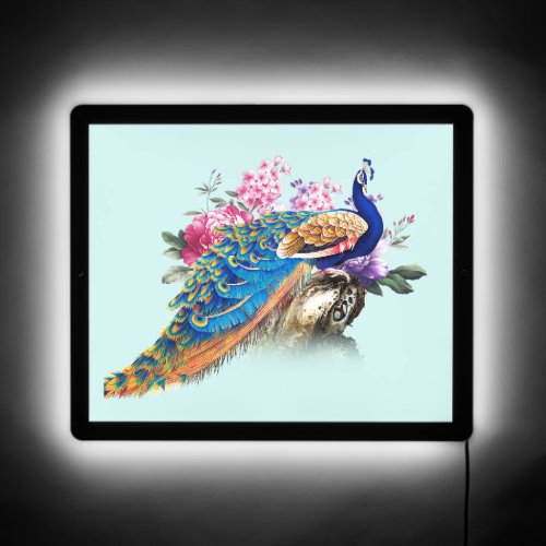 Beautiful Peacock  Floral LED Sign