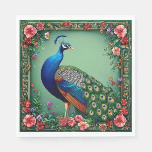 Beautiful peacock flower background napkins