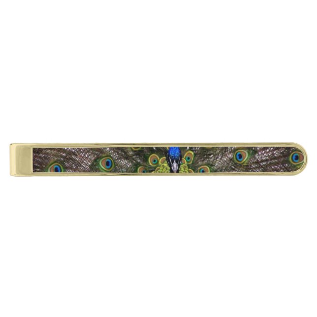 Beautiful Peacock Gold Finish Tie Bar (Front)