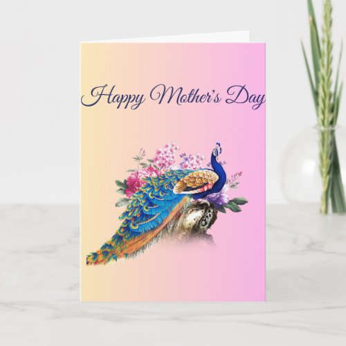 Beautiful Peacock Mothers Day Card