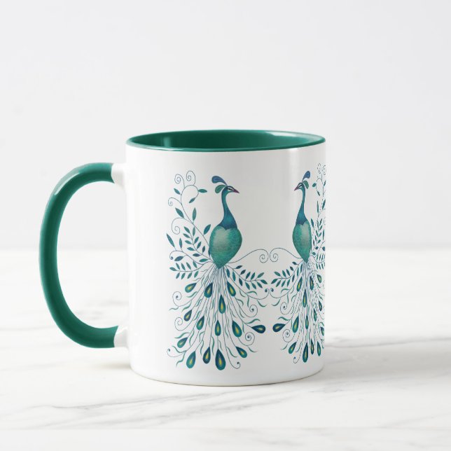 Beautiful Peacock Mug (Left)