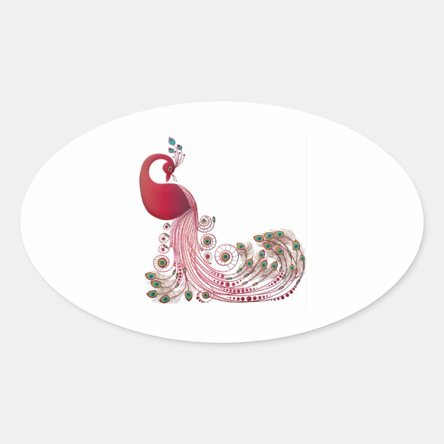 Beautiful Peacock Oval Sticker (Front)