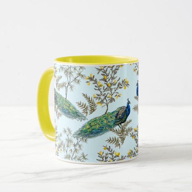Beautiful Peacock Pattern Mug (Front Left)