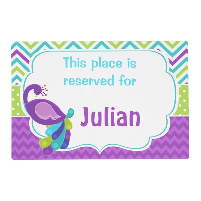 Beautiful Peacock Pattern Placemat (Front)