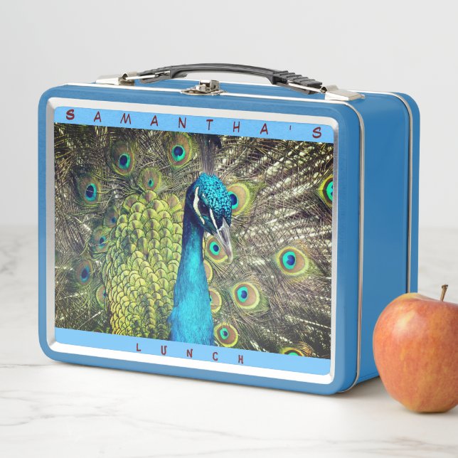 Beautiful Peacock (Personalize Name)  Metal Lunch Metal Lunch Box (In Situ)