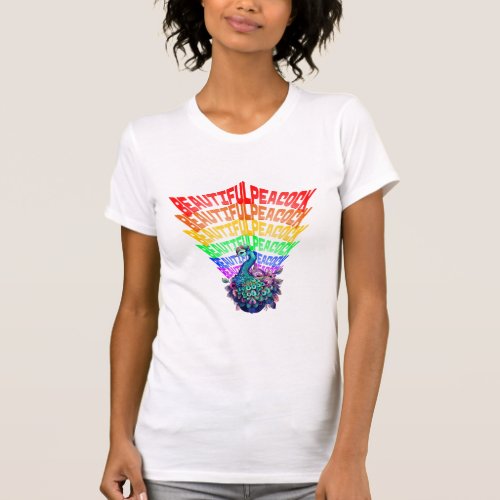 Beautiful Peacock Rainbow_colored wings T_Shirt