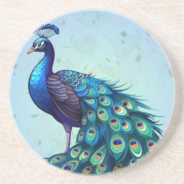 Beautiful Peacock Round Coaster (Front)