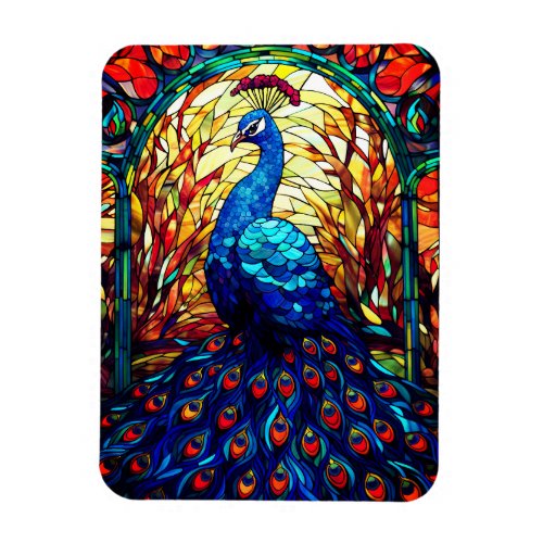 Beautiful Peacock Stained Glass Wildlife Art Magnet