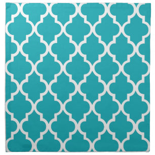 Beautiful Peacock Teal Quatrefoil Tiles Pattern Napkin
