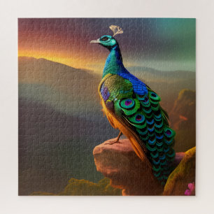 Beautiful Peacock Welcomes the Day Jigsaw Puzzle