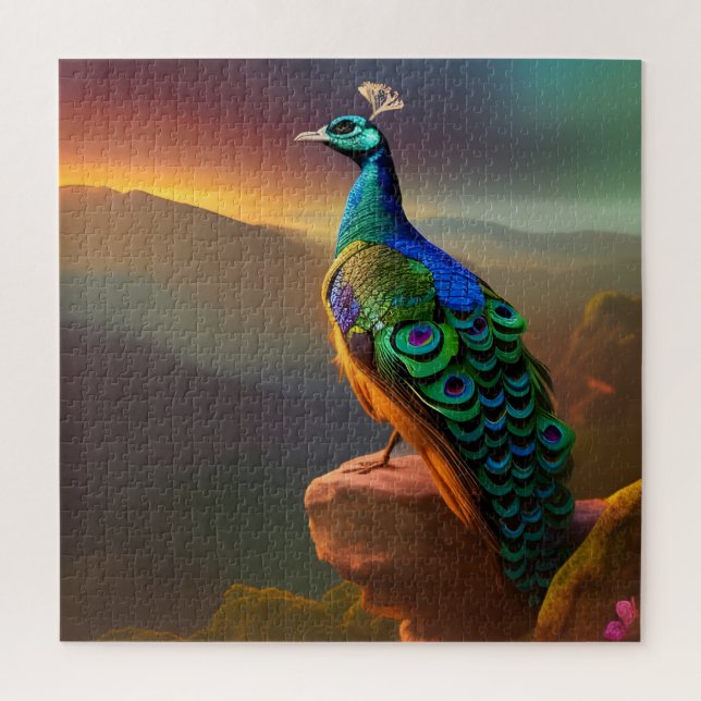 Beautiful Peacock Welcomes the Day Jigsaw Puzzle (Vertical)
