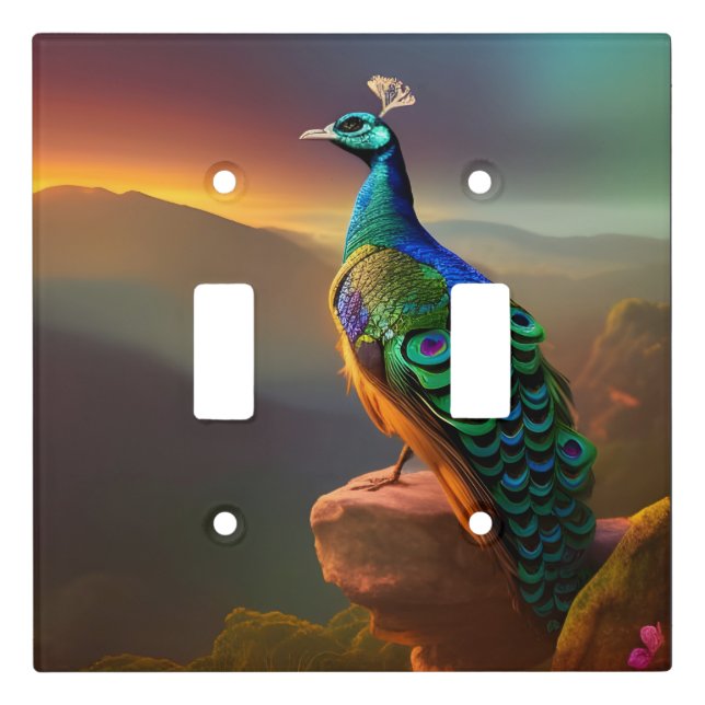Beautiful Peacock Welcomes the Day   Light Switch Cover (Front)