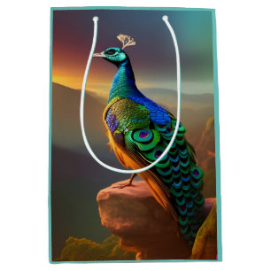Beautiful Peacock Welcomes the Day Medium Gift Bag