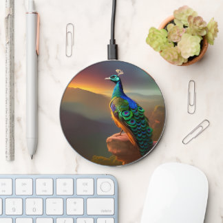 Beautiful Peacock Welcomes the Day Wireless Charger