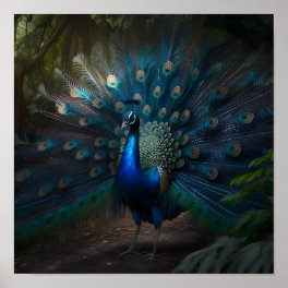 Beautiful Peacock with A Colorful Tail Poster