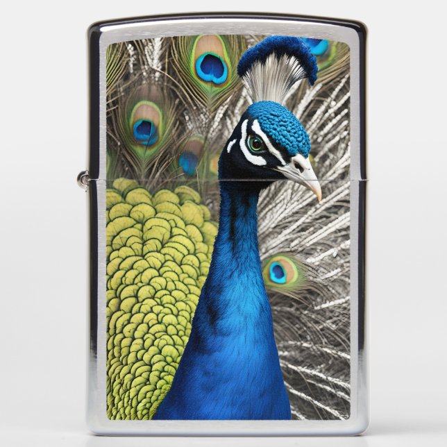 Beautiful Peacock Zippo Lighter (Front)