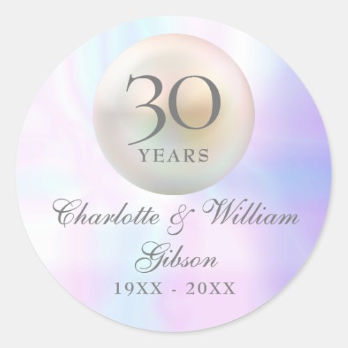 Beautiful Pearl 30th Anniversary Classic Round Sticker