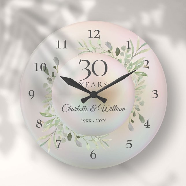 Beautiful Pearl 30th Anniversary Greenery Large Clock (Beautiful Pearl 30th Anniversary Greenery Large Clock)