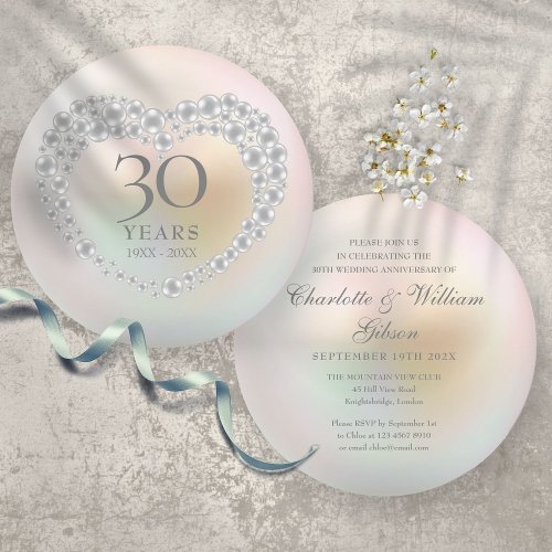 Beautiful Pearl 30th Anniversary Invitation