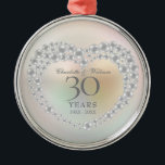 Beautiful Pearl 30th Anniversary Metal Ornament<br><div class="desc">Featuring a beautiful pearl and pearls heart,  this chic 30th wedding anniversary keepsake can be personalised with your special pearl anniversary information on a pearl background. Designed by Thisisnotme©</div>