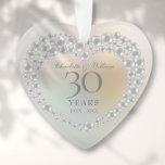 Beautiful Pearl 30th Anniversary Ornament<br><div class="desc">Featuring a beautiful pearl and pearls heart,  this chic 30th wedding anniversary keepsake can be personalised with your special pearl anniversary information on a pearl background. Designed by Thisisnotme©</div>