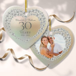Beautiful Pearl 30th Anniversary Photo Ceramic Ornament<br><div class="desc">Featuring a beautiful pearl,  this chic 30th wedding anniversary keepsake can be personalized with your special pearl anniversary information on a pearl background and your special photo on the reverse. Designed by Thisisnotme©</div>