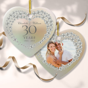 Beautiful Pearl 30th Anniversary Photo Ceramic Ornament
