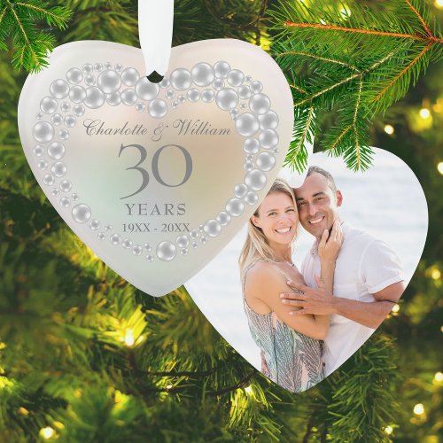 Beautiful Pearl 30th Anniversary Photo Ornament