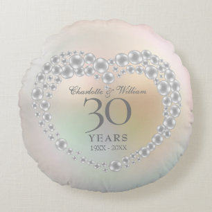 Beautiful Pearl 30th Anniversary Round Pillow