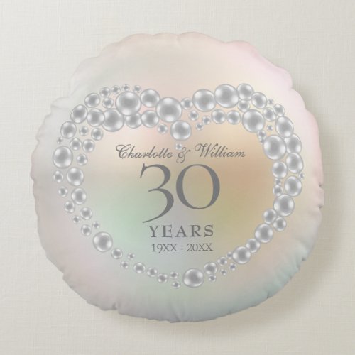Beautiful Pearl 30th Anniversary Round Pillow