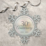 Beautiful Pearl 30th Anniversary Snowflake Pewter Christmas Ornament<br><div class="desc">Featuring a beautiful pearl,  this chic 30th wedding anniversary keepsake can be personalised with your special pearl anniversary information on a pearl background. Designed by Thisisnotme©</div>