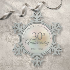 Beautiful Pearl 30th Anniversary Snowflake Pewter Christmas Ornament at Zazzle