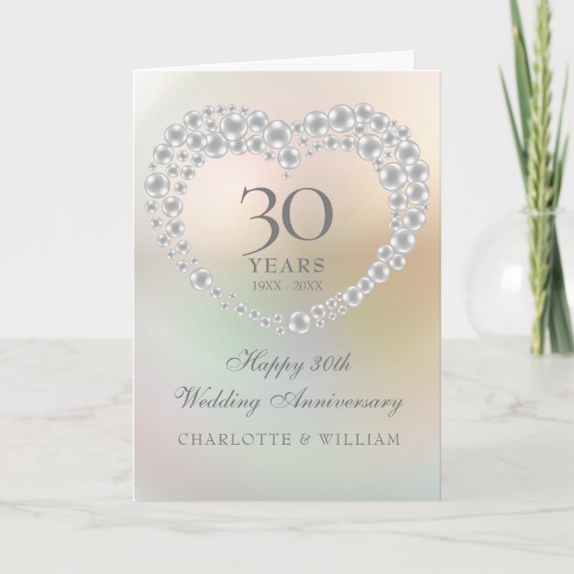 Beautiful Pearl 30th Wedding Anniversary Card (Front)