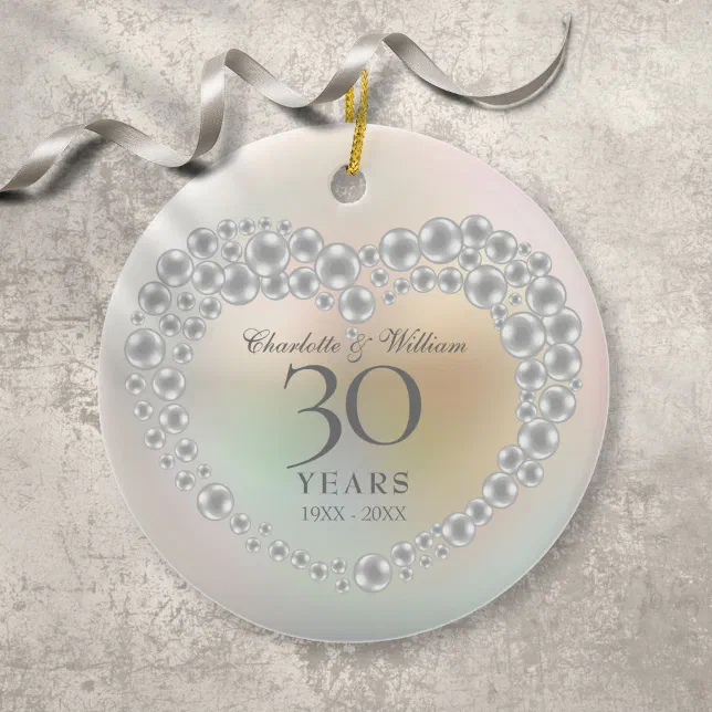 Beautiful Pearl 30th Wedding Anniversary Ceramic Ornament | Zazzle