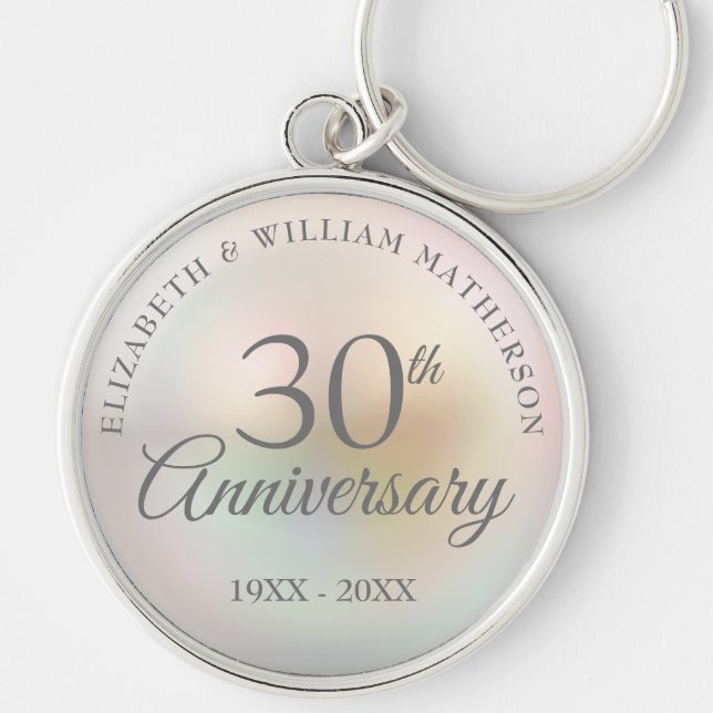 Beautiful Pearl 30th Wedding Anniversary Keychain (Front)
