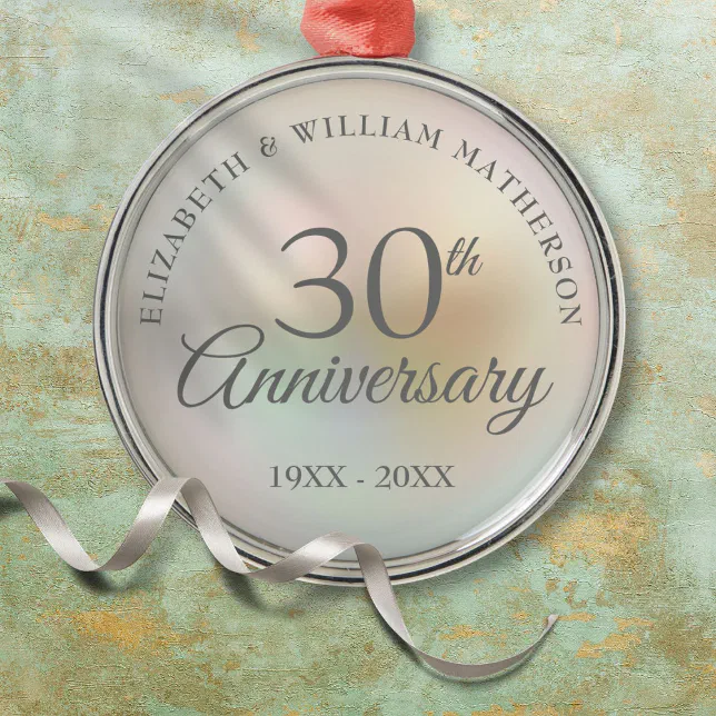 Beautiful Pearl 30th Wedding Anniversary Metal Ornament | Zazzle