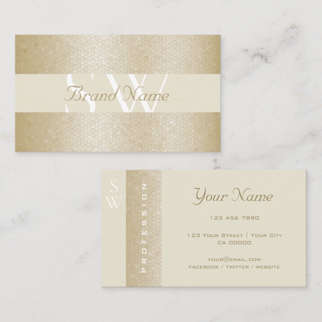 Beautiful Pearl and White with Monogram Quality Business Card (Front/Back)