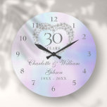 Beautiful Pearl Heart 30th Anniversary Large Clock<br><div class="desc">Featuring a beautiful pearl heart,  this chic 30th wedding anniversary clock can be personalised with your special pearl anniversary information on a pearl background. Designed by Thisisnotme©</div>