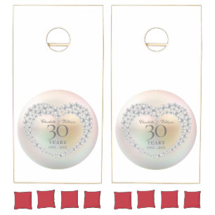 Beautiful Pearl Heart 30th Wedding Anniversary Cornhole Set