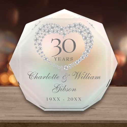 Beautiful Pearl Heart 30th Wedding Anniversary Photo Block