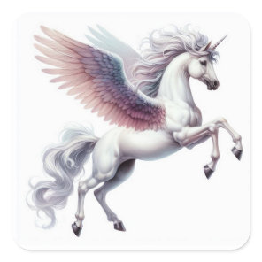 Beautiful Pegasus with Ombre Colored Wings Square Sticker