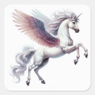 Beautiful Pegasus with Ombre Colored Wings Square Sticker
